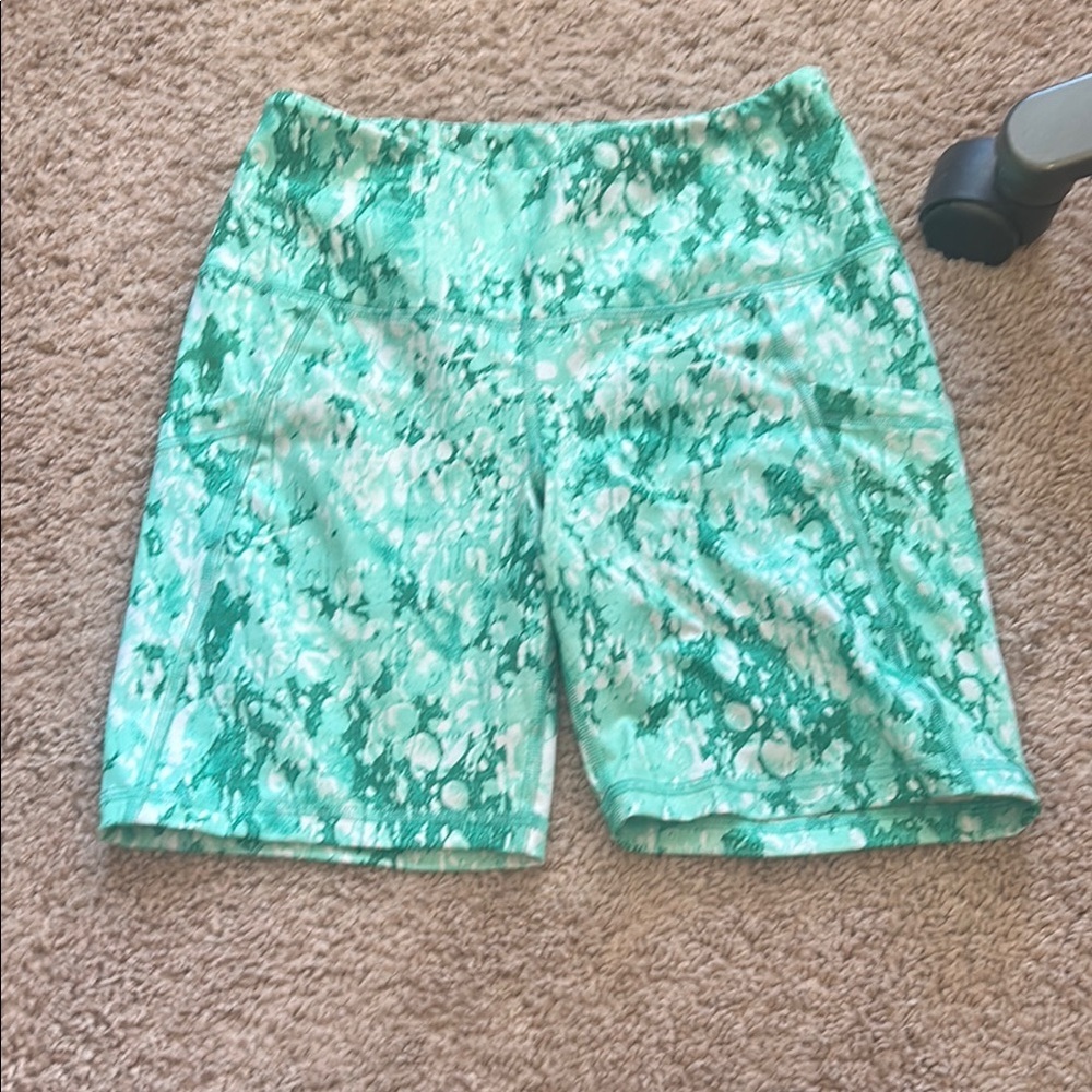 Green and White Patterned Shorts